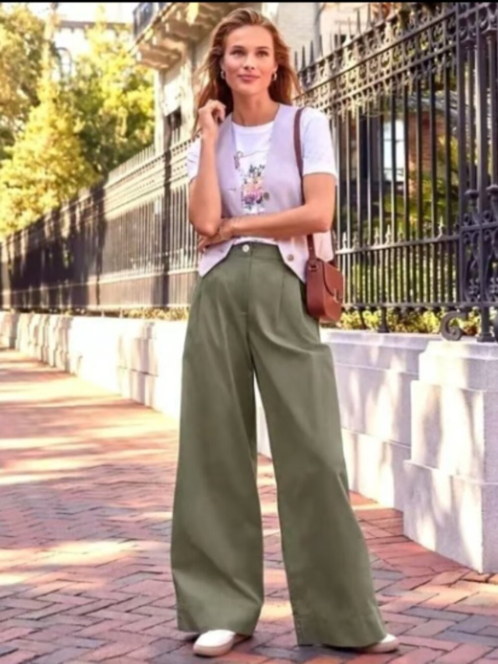 ANN TAYLOR LOFT COTTON POPLIN WIDE LEG PANTS KHAKI GREEN OLIVE NEW 2